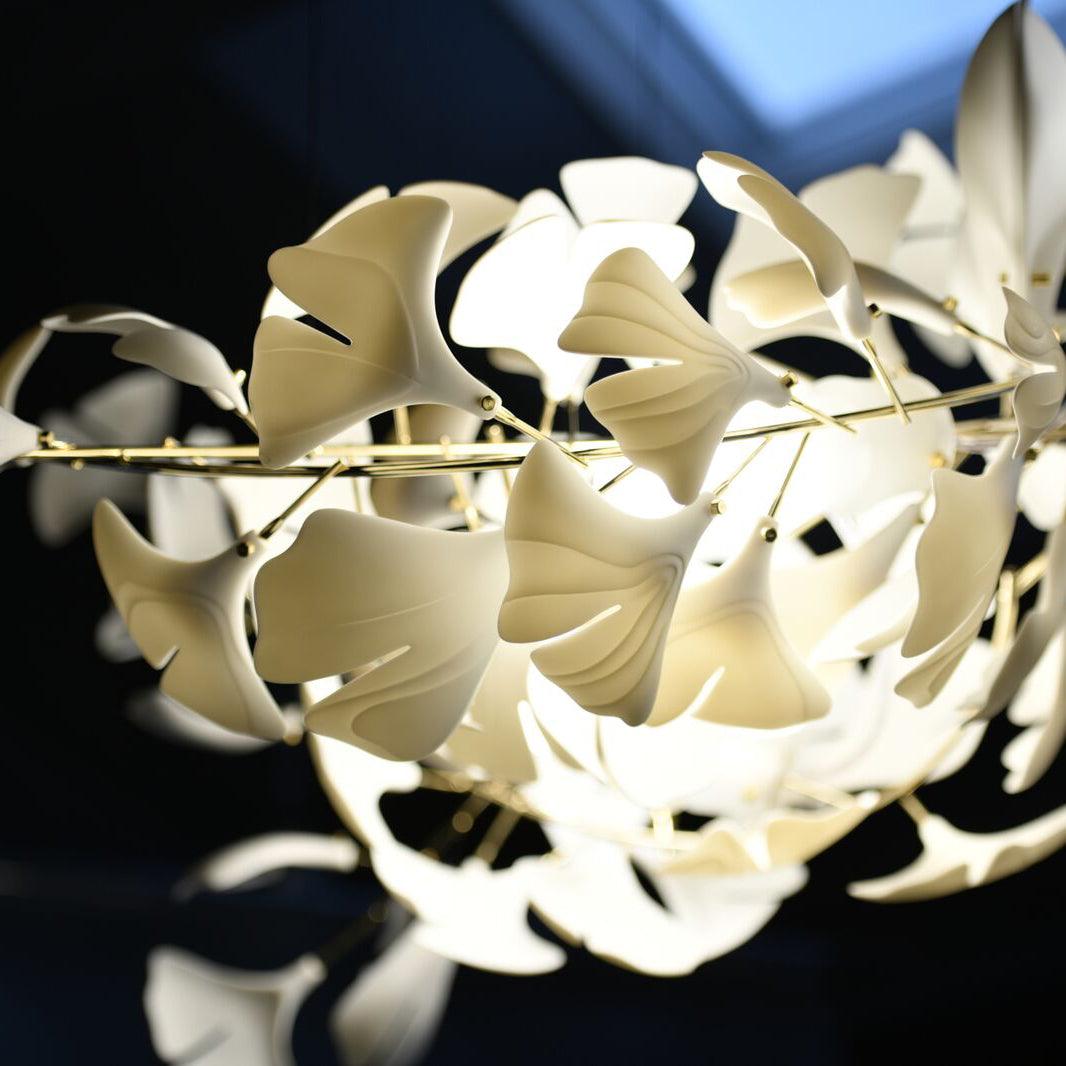 Oriiselle Kronleuchter Keramik Gingko Blatt Gold