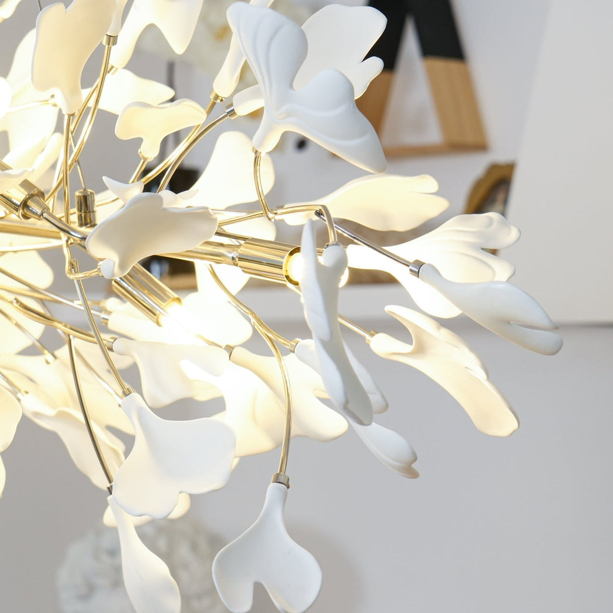 Oriiselle Kronleuchter Keramik Gingko Blatt Gold