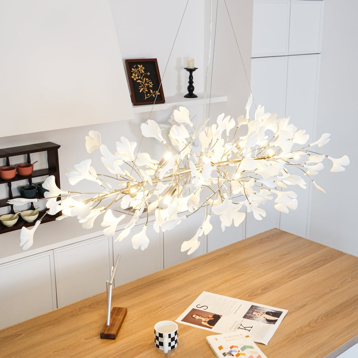 Oriiselle Kronleuchter Keramik Gingko Blatt Gold