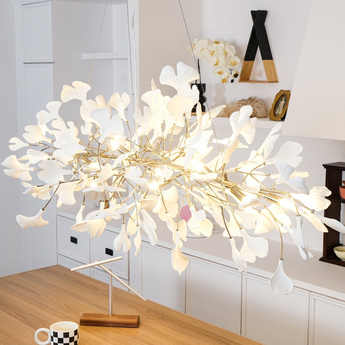 Oriiselle Kronleuchter Keramik Gingko Blatt Gold
