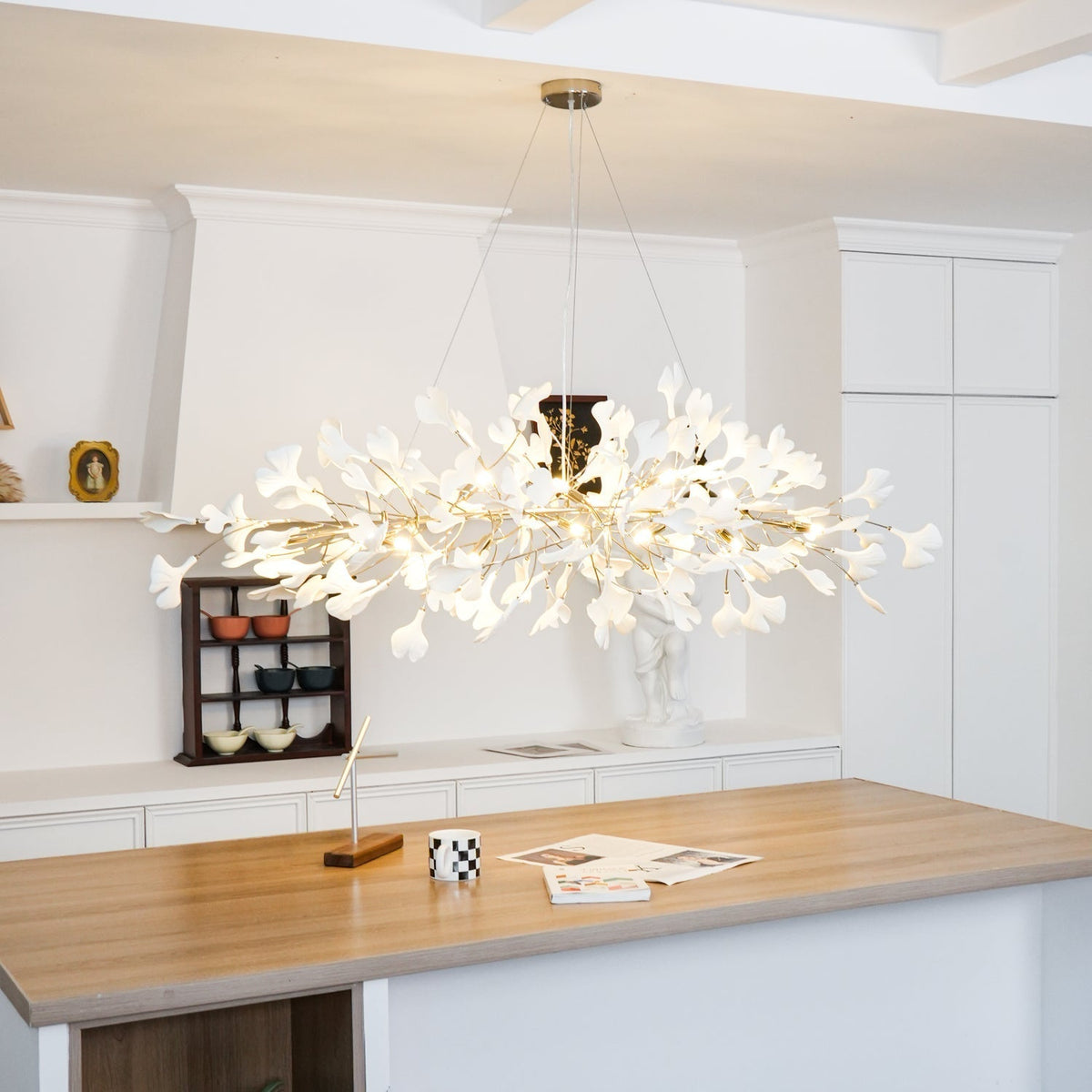 Oriiselle Kronleuchter Keramik Gingko Blatt Gold
