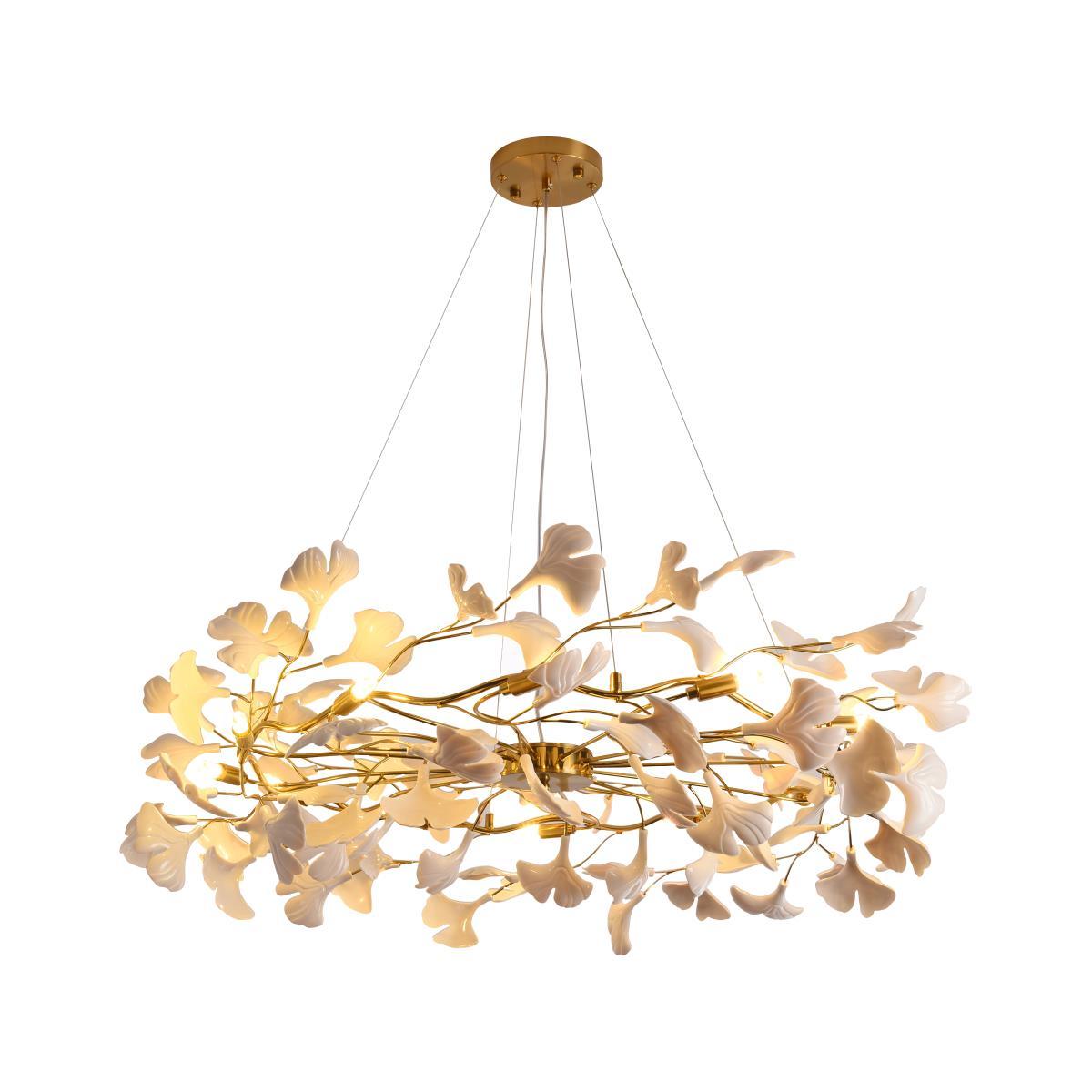 Oden Kronleuchter Ginkgo-Blatt-Keramik-Skulptur