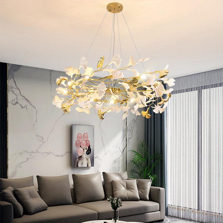 Oden Kronleuchter Ginkgo-Blatt-Keramik-Skulptur