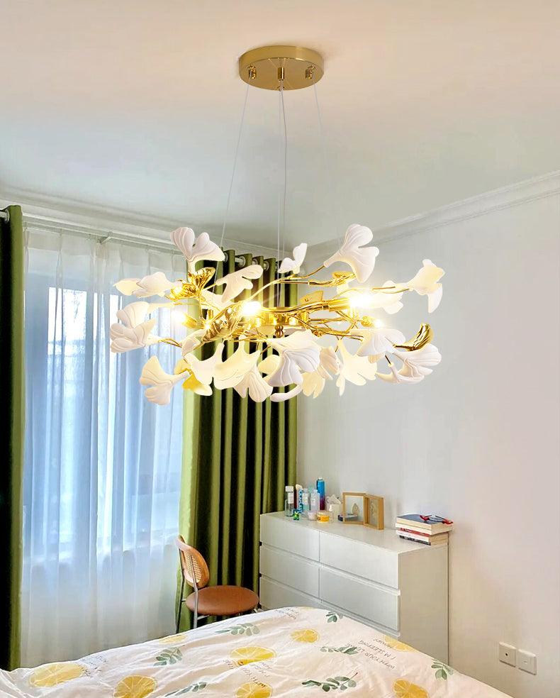Oden Kronleuchter Ginkgo-Blatt-Keramik-Skulptur