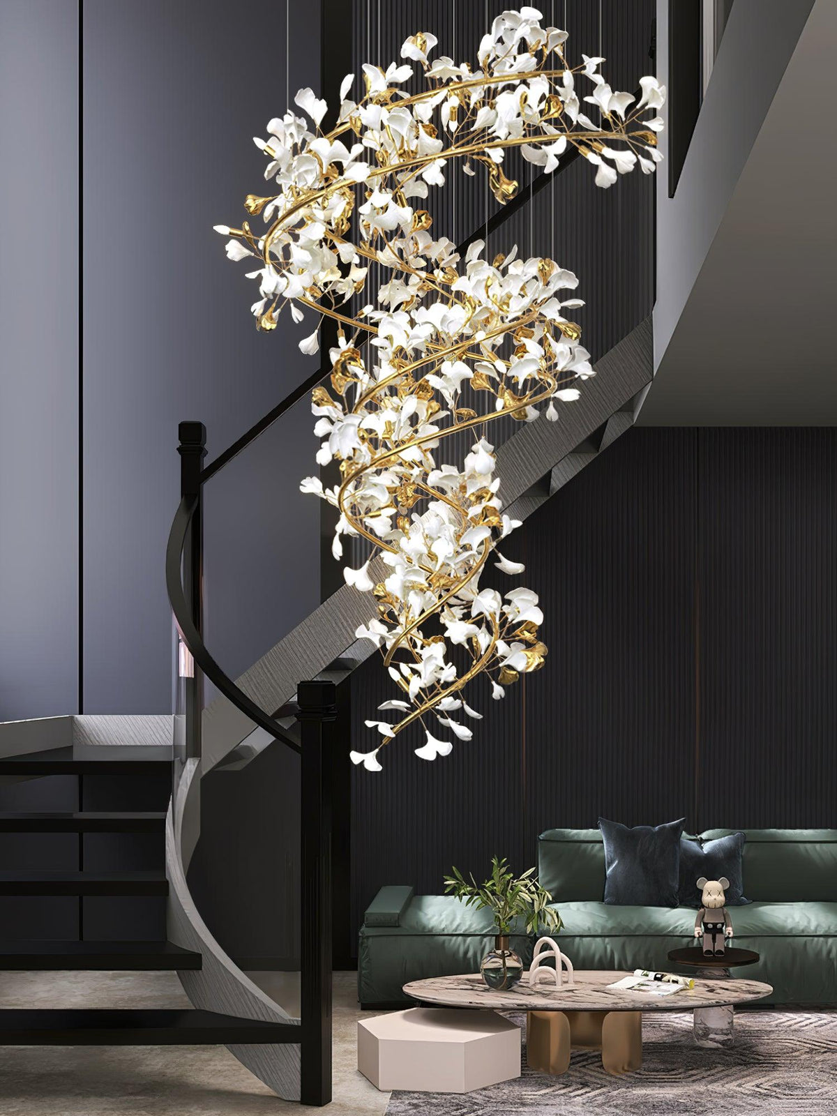 Gingko Kronleuchter Keramik Treppenhaus luxuriös