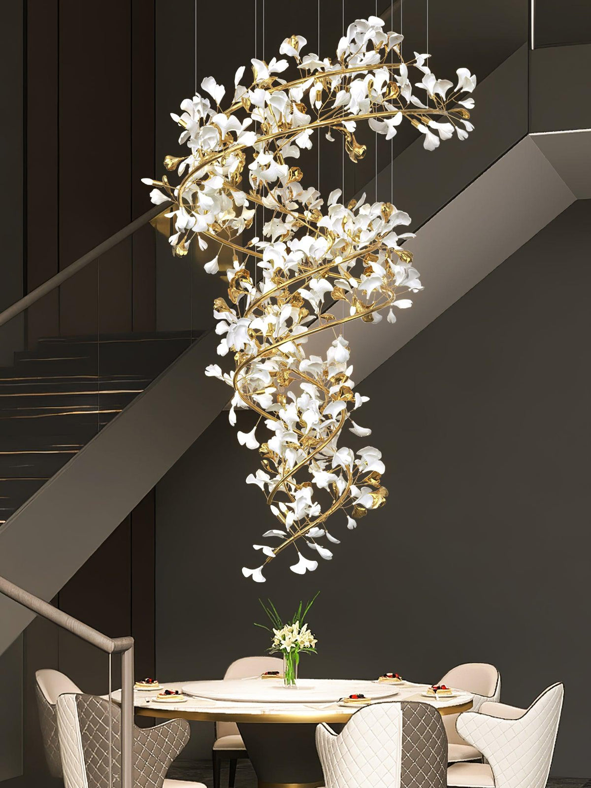 Gingko Kronleuchter Keramik Treppenhaus luxuriös