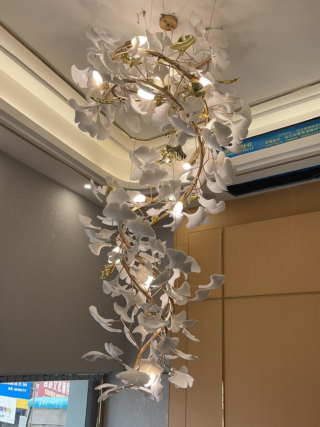 Gingko Kronleuchter Keramik Treppenhaus luxuriös
