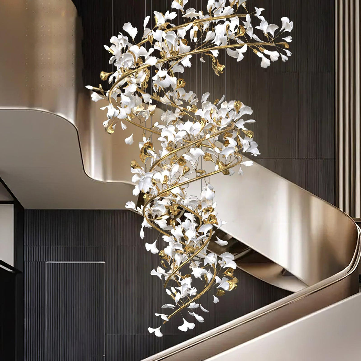 Gingko Kronleuchter Keramik Treppenhaus luxuriös