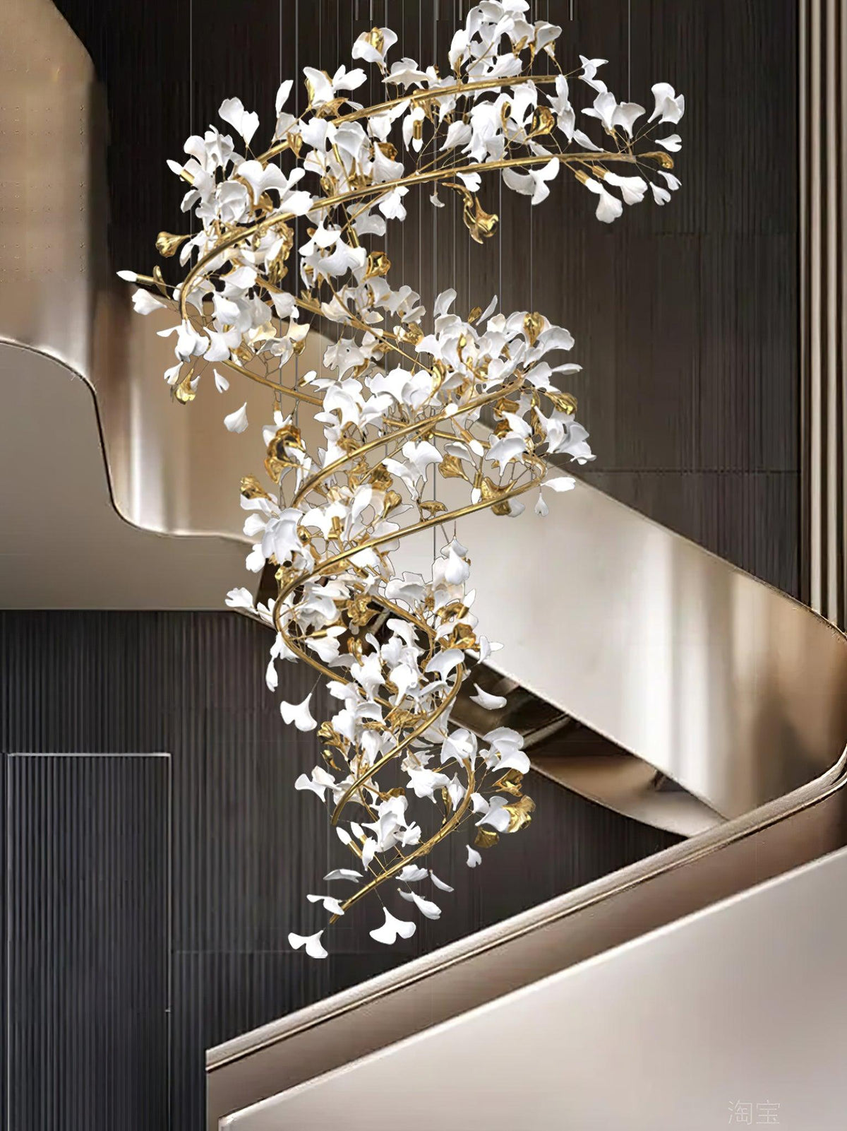 Gingko Kronleuchter Keramik Treppenhaus luxuriös