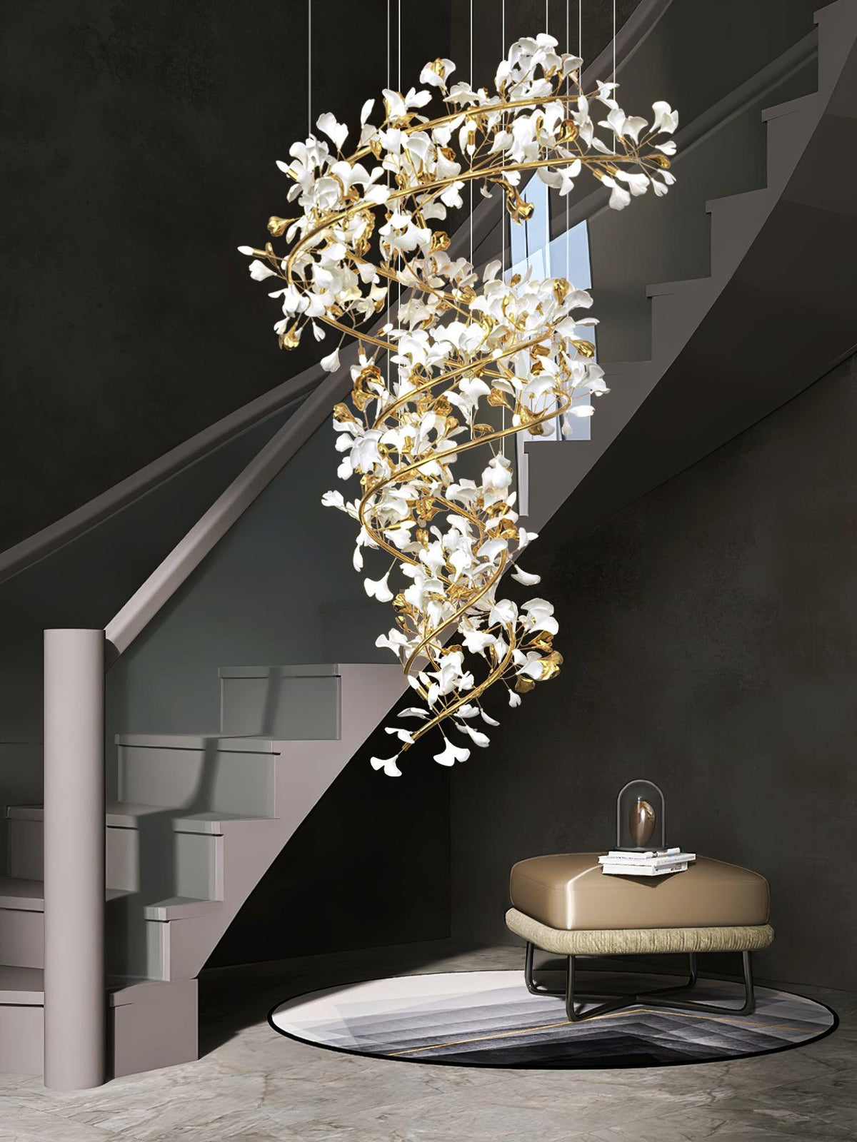 Gingko Kronleuchter Keramik Treppenhaus luxuriös