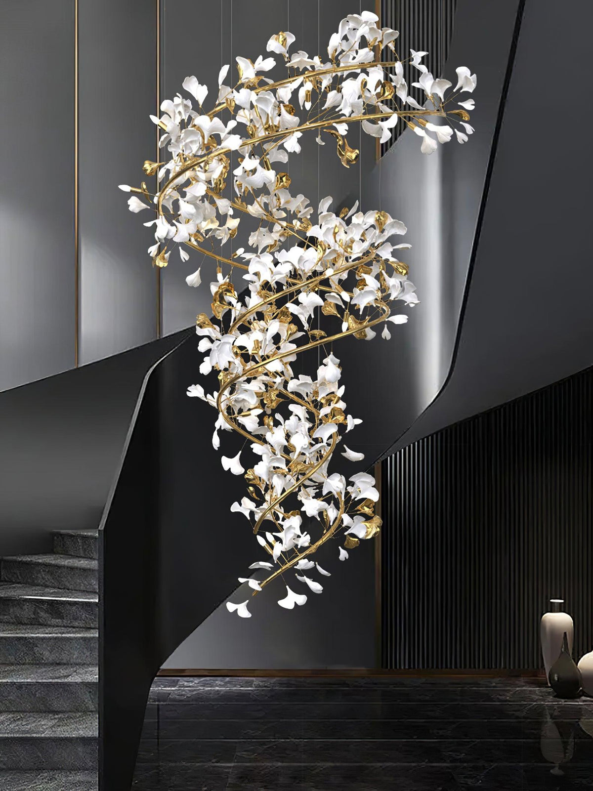 Gingko Kronleuchter Keramik Treppenhaus luxuriös