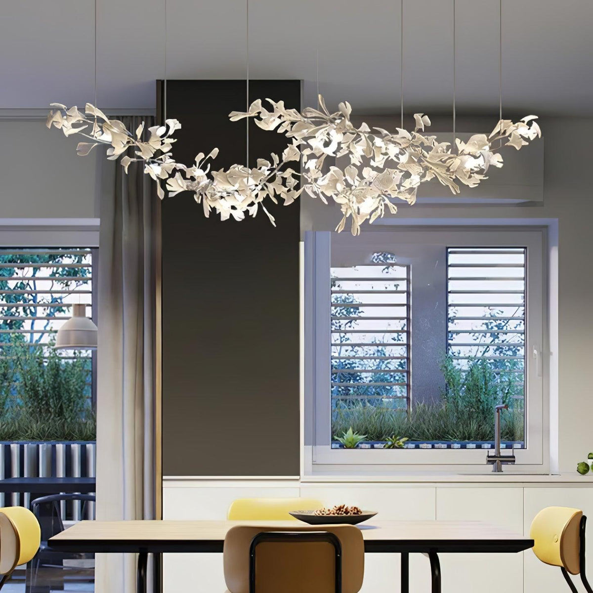 Double-Layer Ginkgo Keramik Kronleuchter