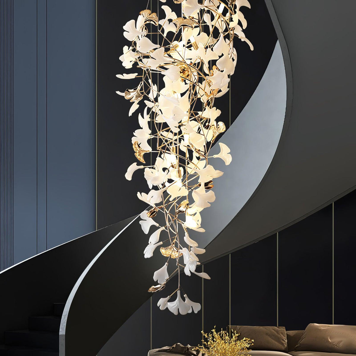 Claire luxuriöser Gingko-Kronleuchter