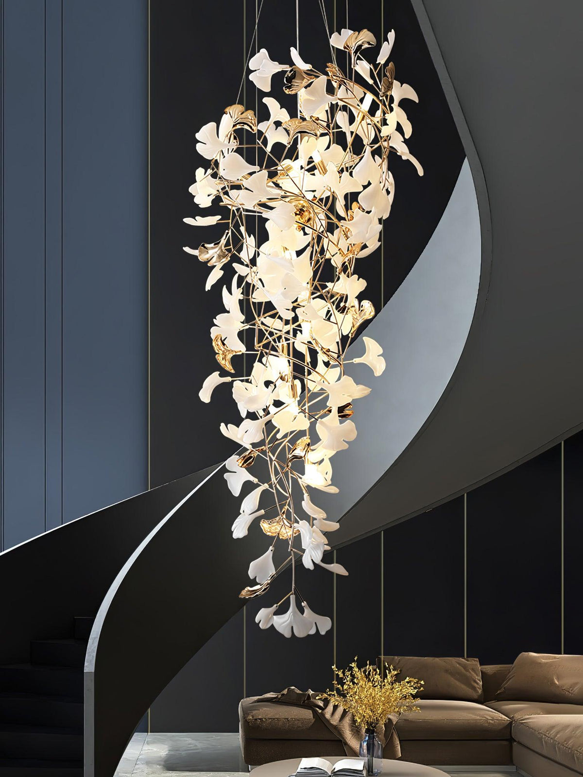 Claire luxuriöser Gingko-Kronleuchter
