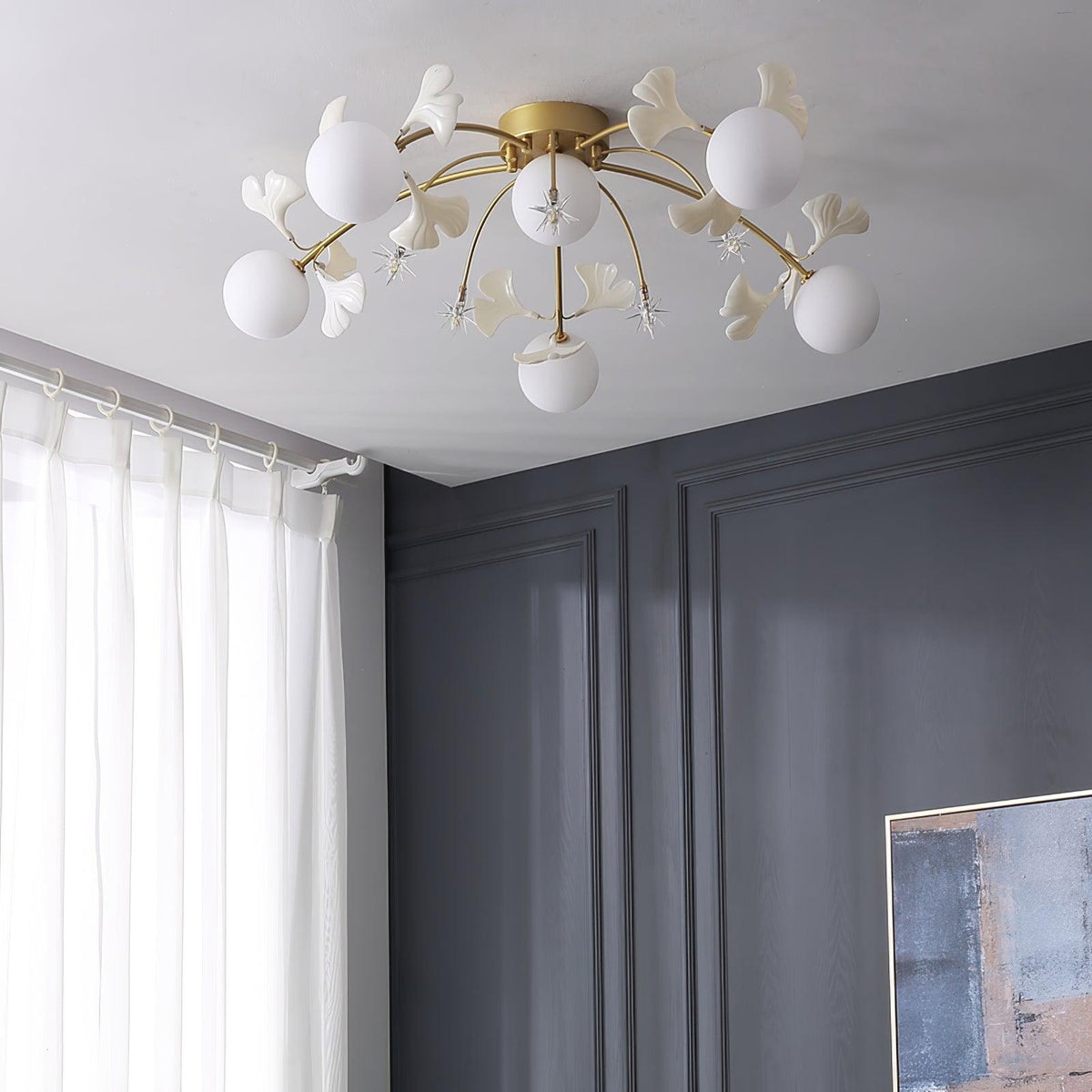 Celalaya Deckenleuchte Ginkgo Glas für Wohnzimmer