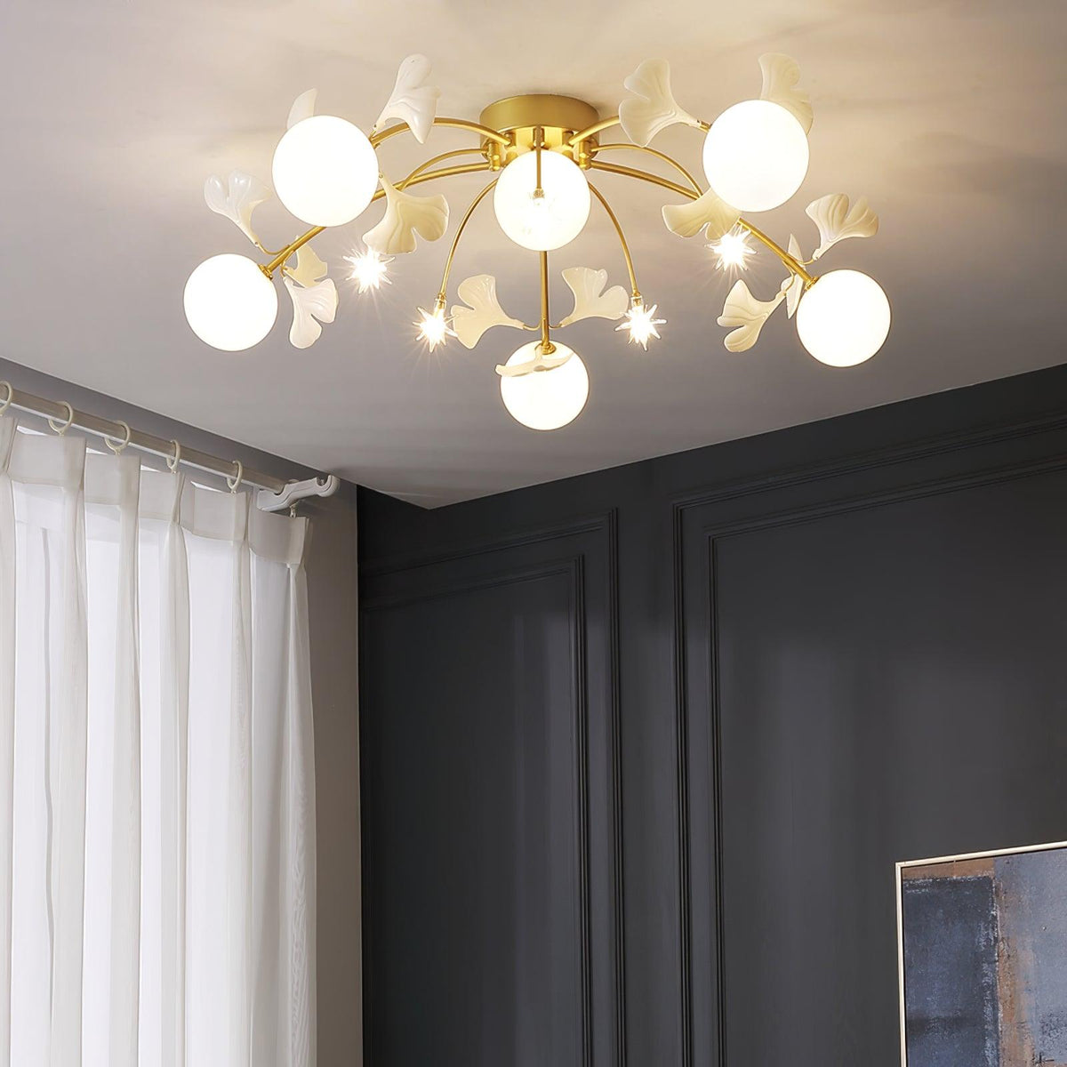 Celalaya Deckenleuchte Ginkgo Glas für Wohnzimmer