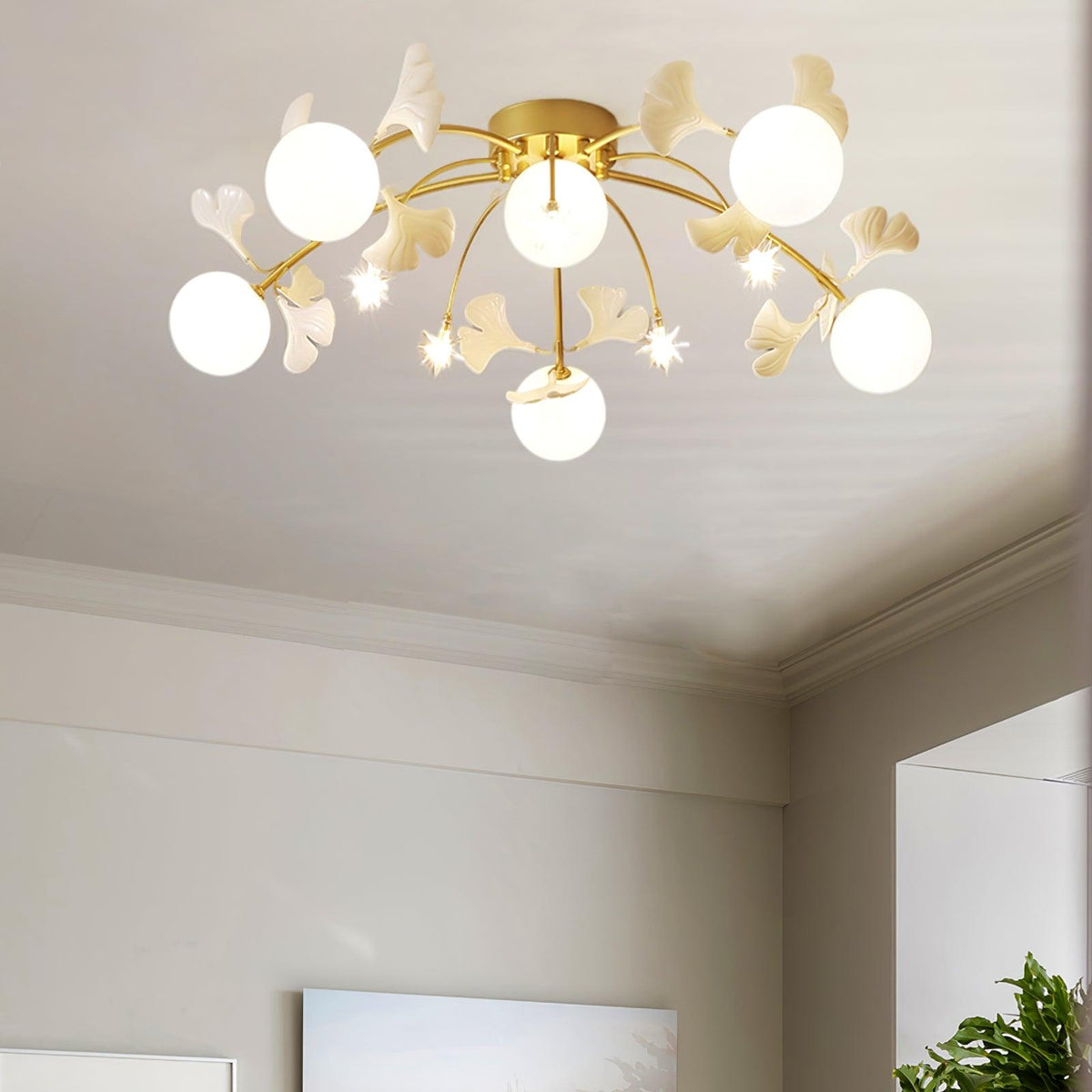 Celalaya Deckenleuchte Ginkgo Glas für Wohnzimmer