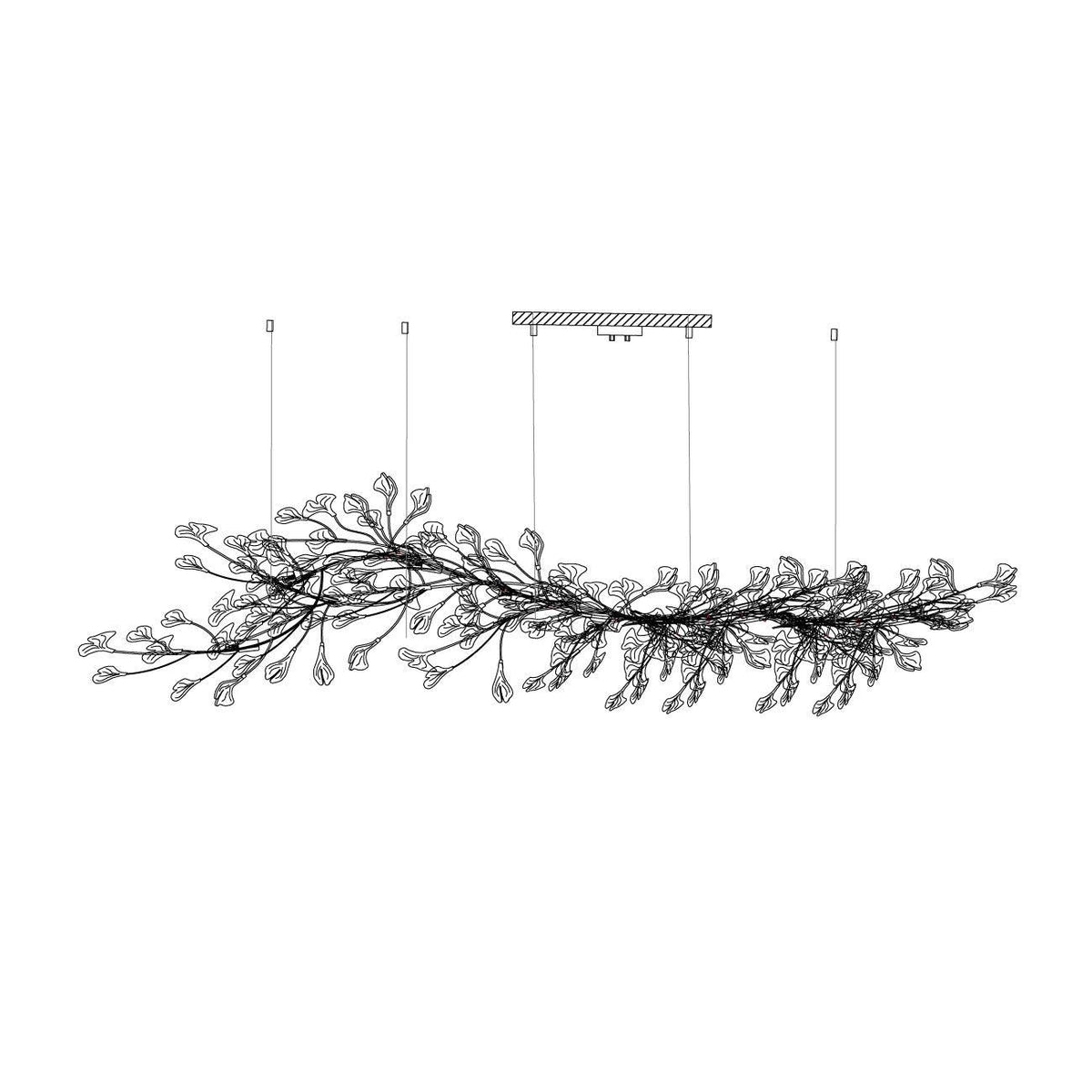 Calix Kronleuchter mit Lampenschirm aus Keramik in Form von Ginkgoblättern, Weiß-Gold, modern