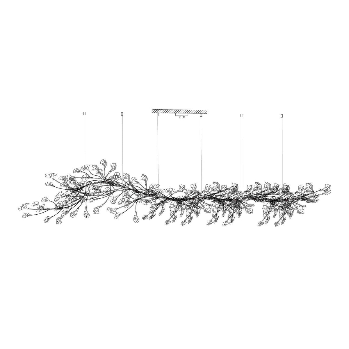 Calix Kronleuchter mit Lampenschirm aus Keramik in Form von Ginkgoblättern, Weiß-Gold, modern