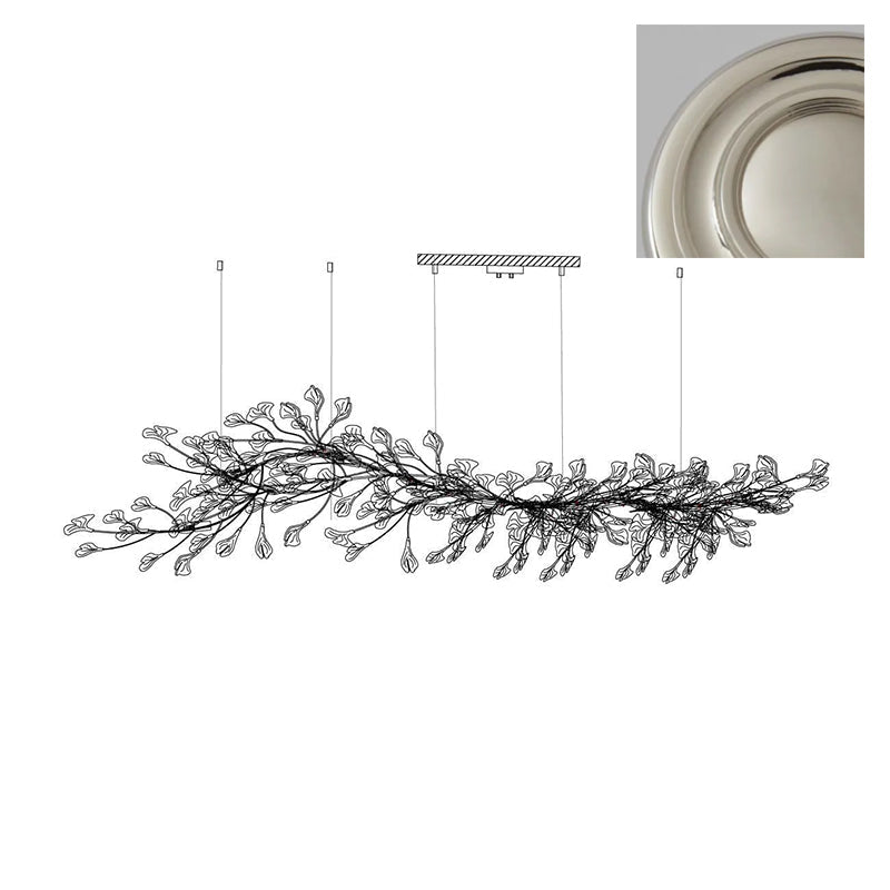 Calix Kronleuchter mit Lampenschirm aus Keramik in Form von Ginkgoblättern, Weiß-Gold, modern