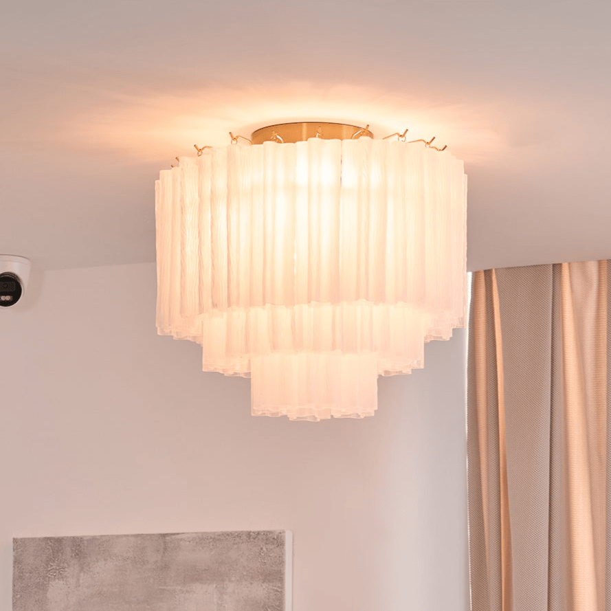 Velelena Deckenleuchte Weiß Muranoglas geschichtet elegant modern