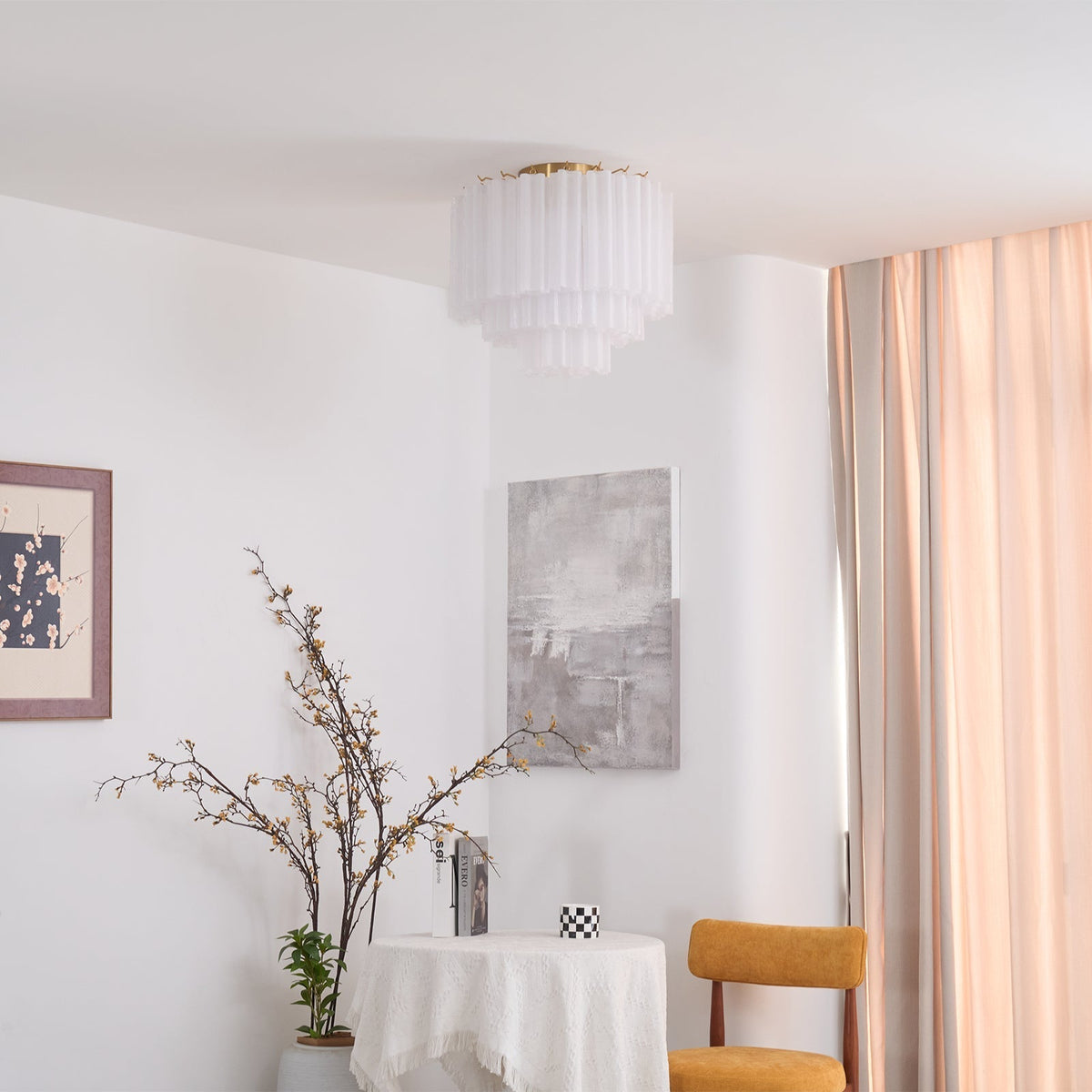 Velelena Deckenleuchte Weiß Muranoglas geschichtet elegant modern