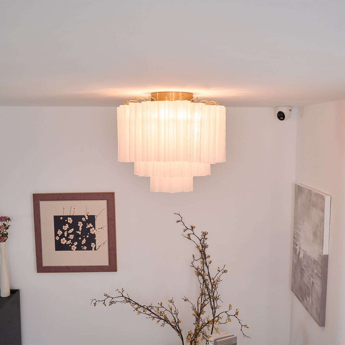 Velelena Deckenleuchte Weiß Muranoglas geschichtet elegant modern