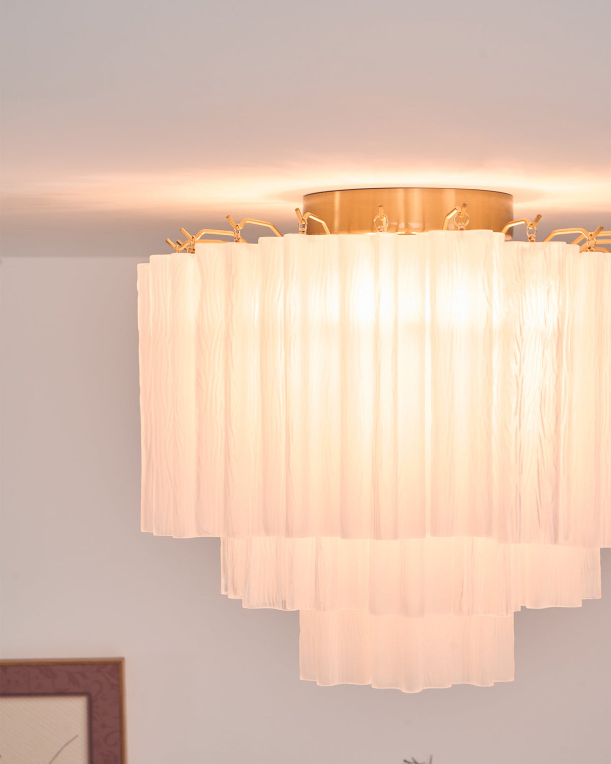 Velelena Deckenleuchte Weiß Muranoglas geschichtet elegant modern