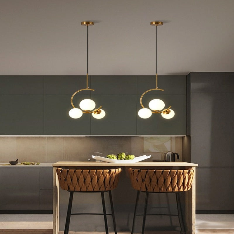 Valentina Moderne LED Deckenleuchte Esszimmer/Arbeitszimmer Gold Glas