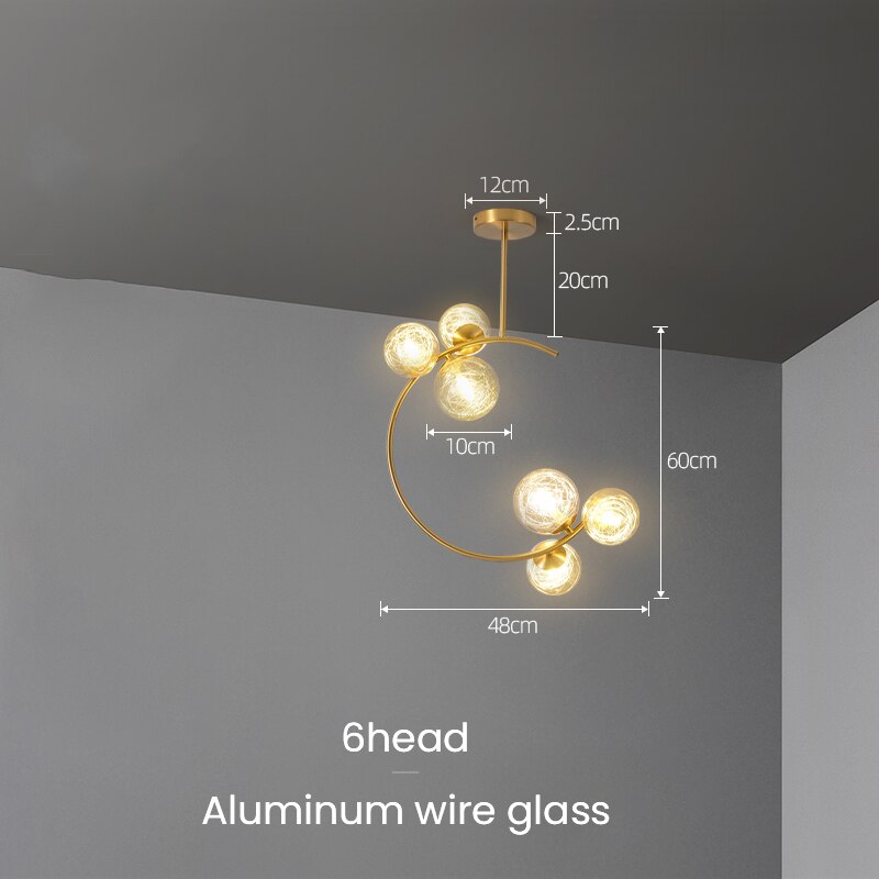 Valentina Moderne LED Deckenleuchte Esszimmer/Arbeitszimmer Gold Glas