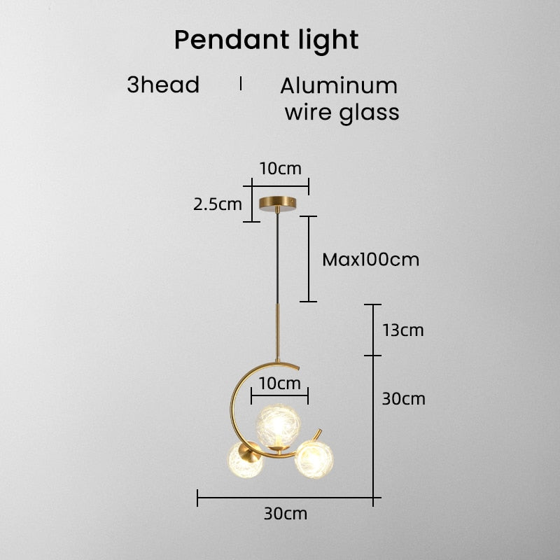 Valentina Moderne LED Deckenleuchte Esszimmer/Arbeitszimmer Gold Glas