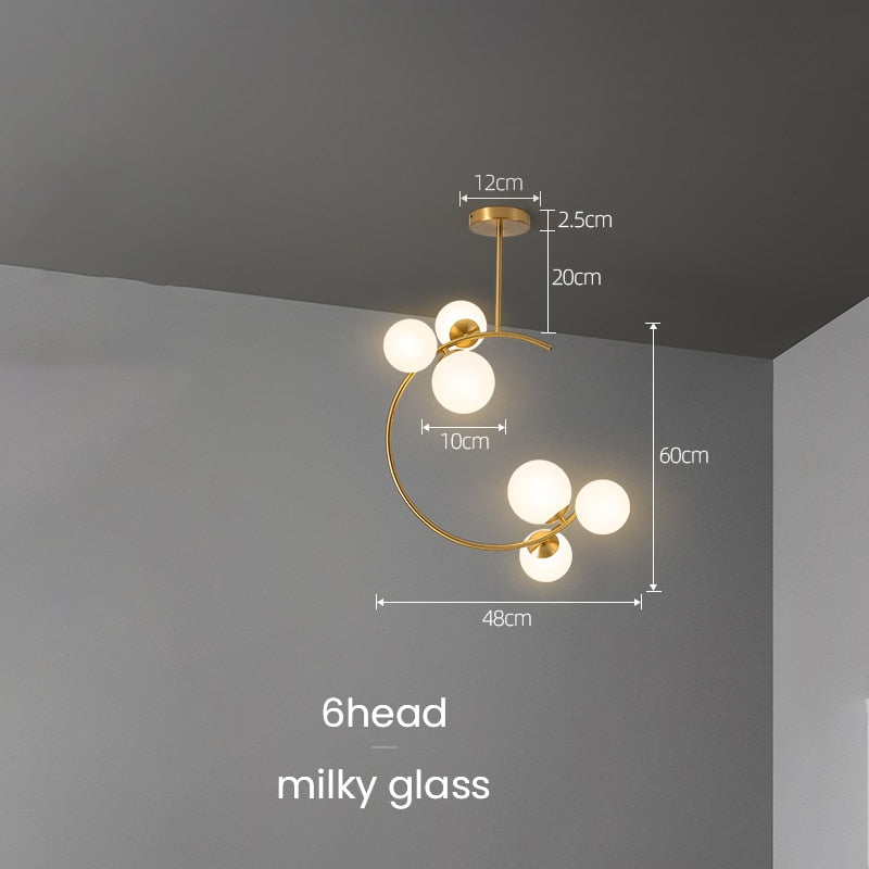 Valentina Moderne LED Deckenleuchte Esszimmer/Arbeitszimmer Gold Glas