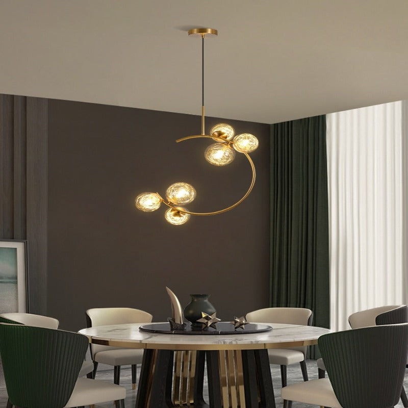 Valentina Moderne LED Deckenleuchte Esszimmer/Arbeitszimmer Gold Glas