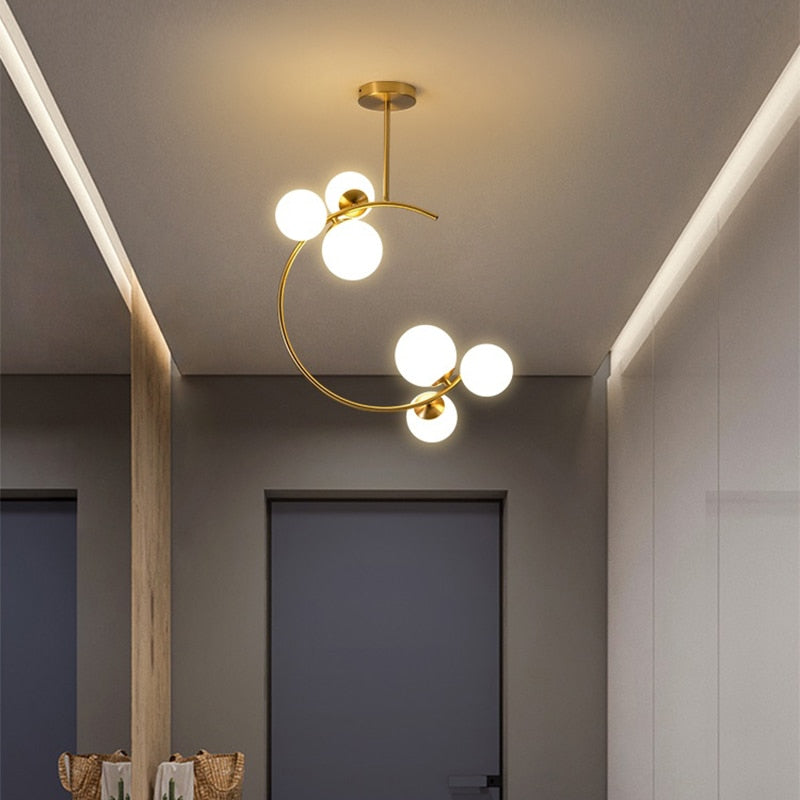 Valentina Moderne LED Deckenleuchte Esszimmer/Arbeitszimmer Gold Glas