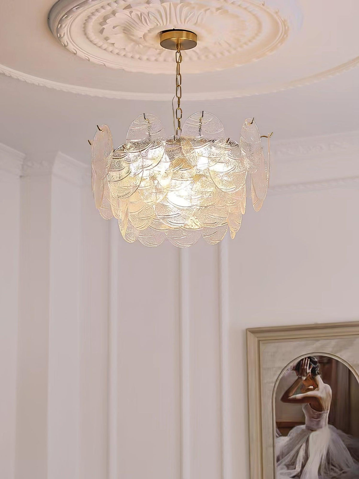 Eirenian Kronleuchter Glas Disc Gold