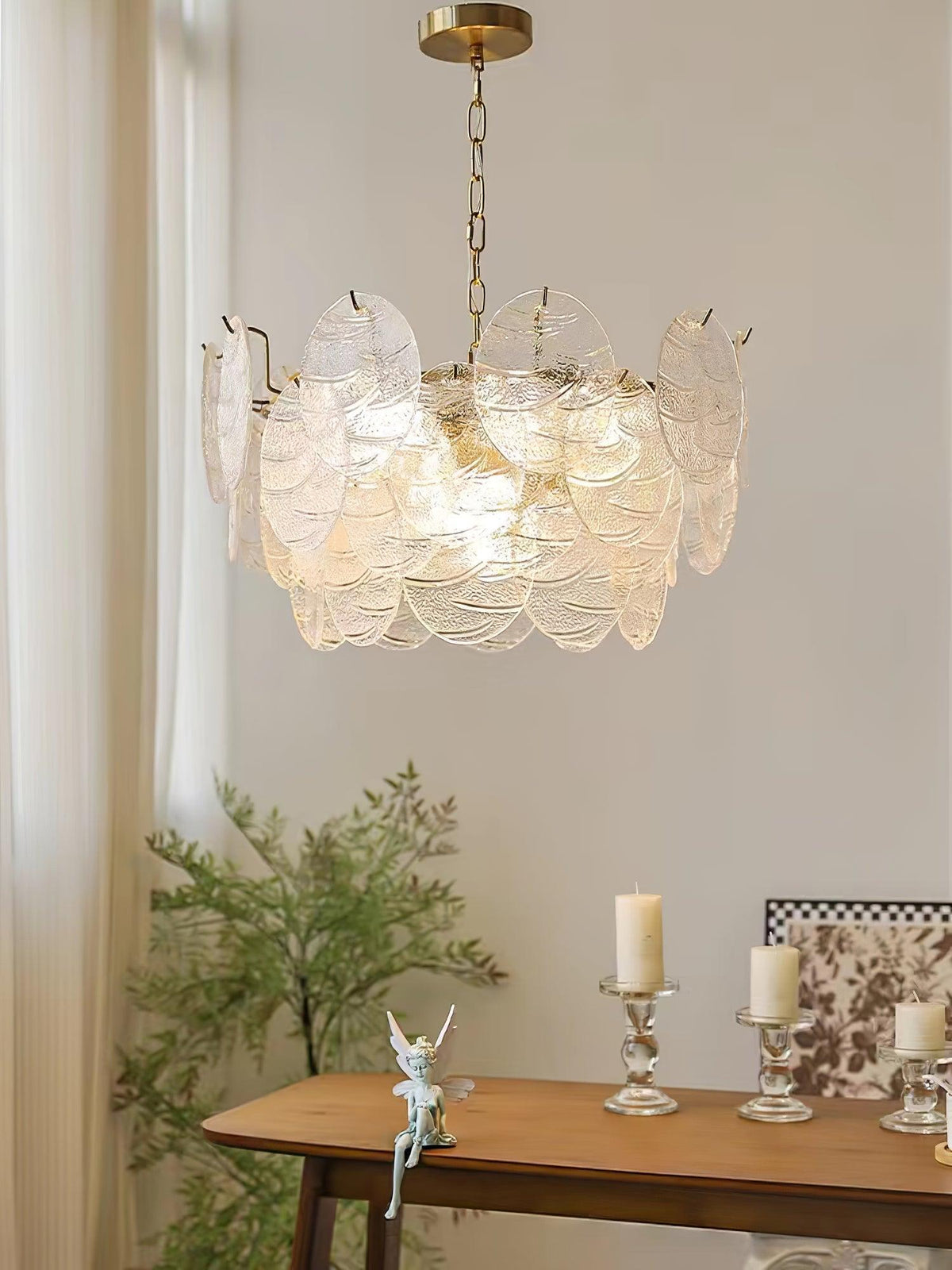 Eirenian Kronleuchter Glas Disc Gold