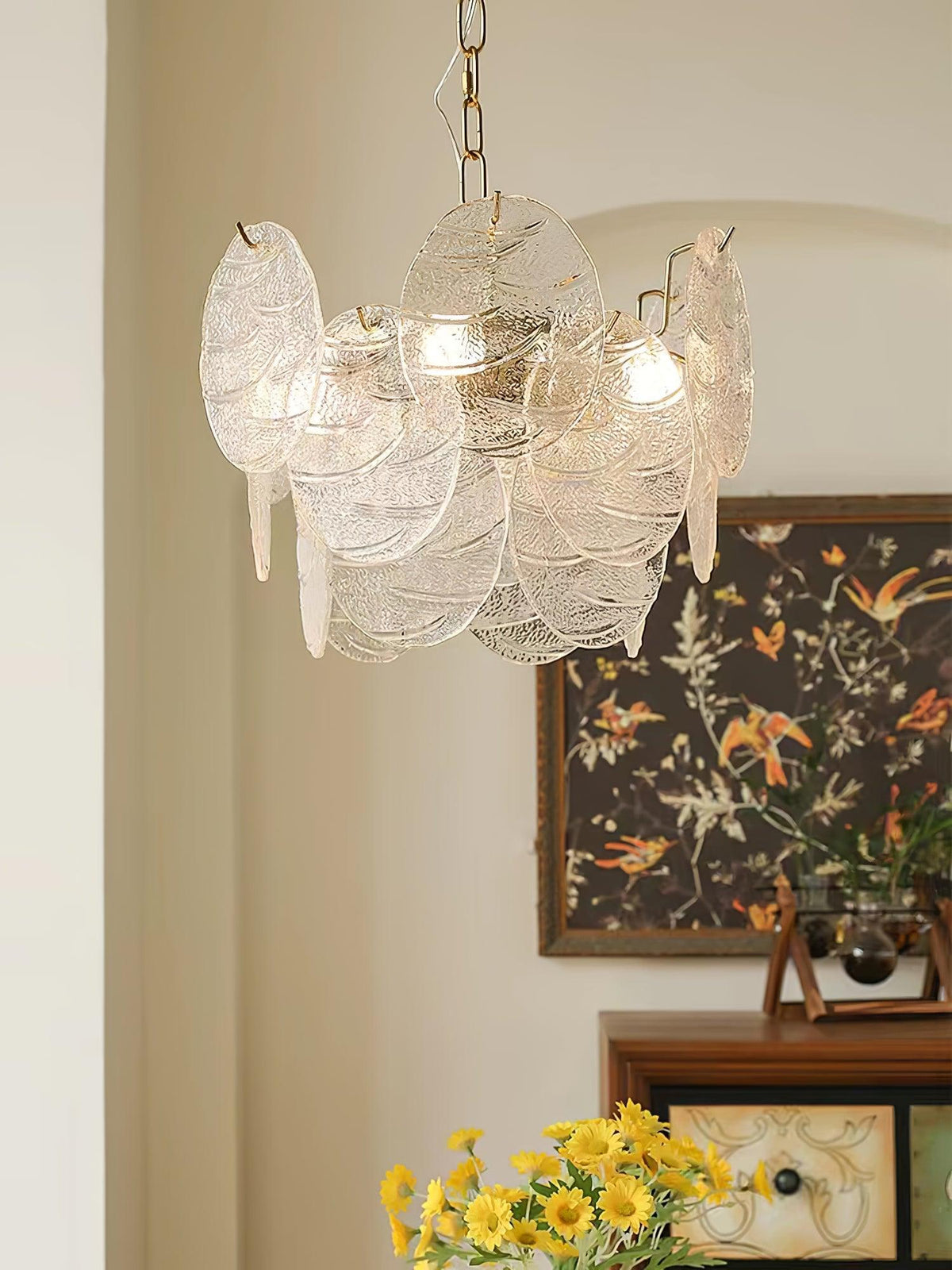 Eirenian Kronleuchter Glas Disc Gold