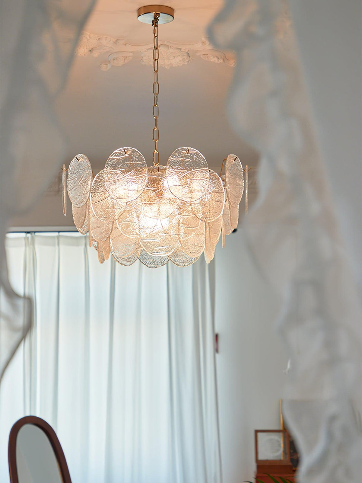 Eirenian Kronleuchter Glas Disc Gold