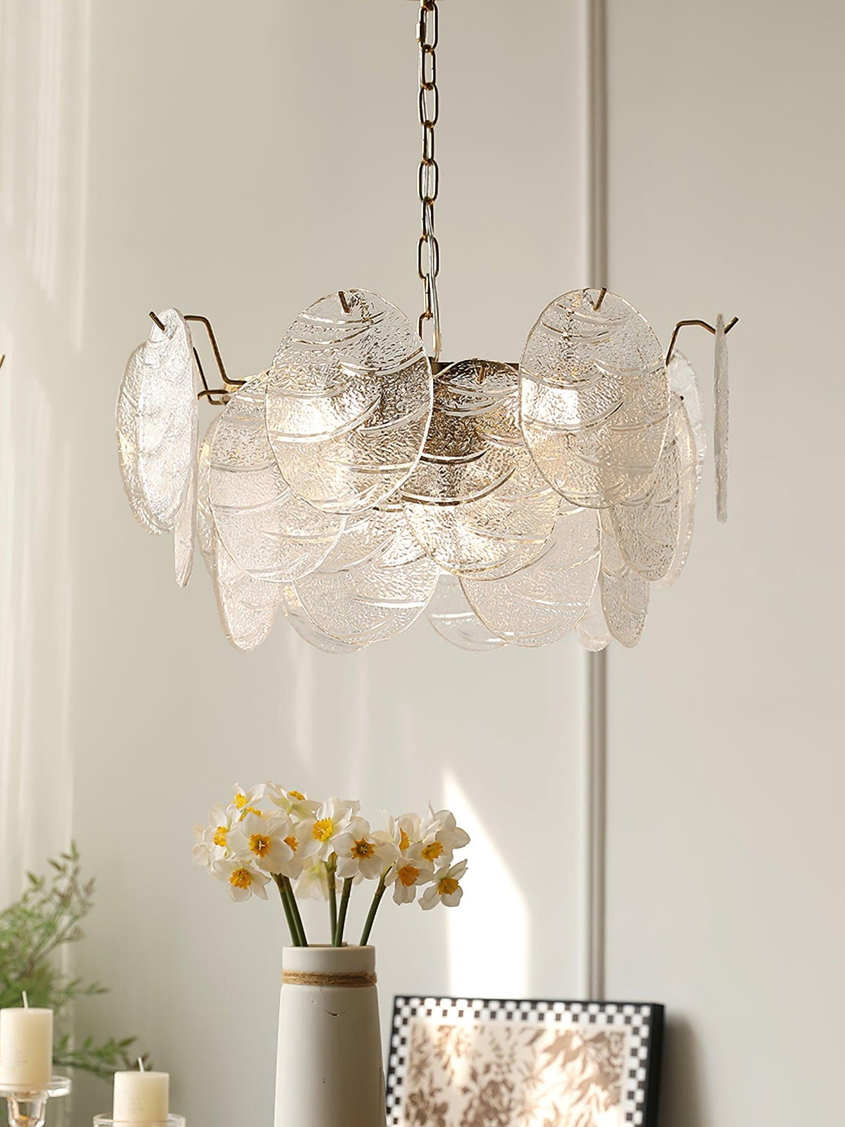 Eirenian Kronleuchter Glas Disc Gold