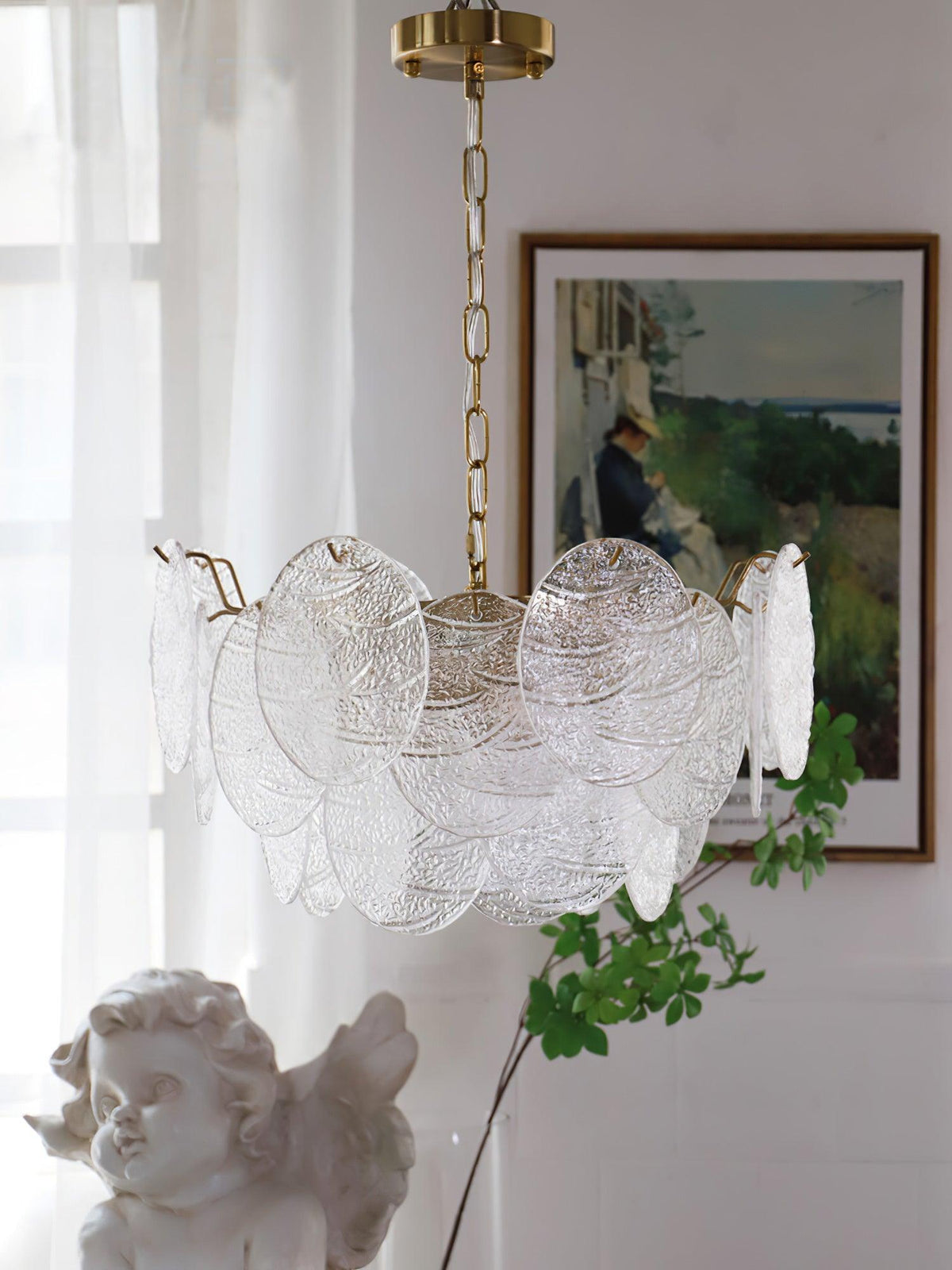 Eirenian Kronleuchter Glas Disc Gold