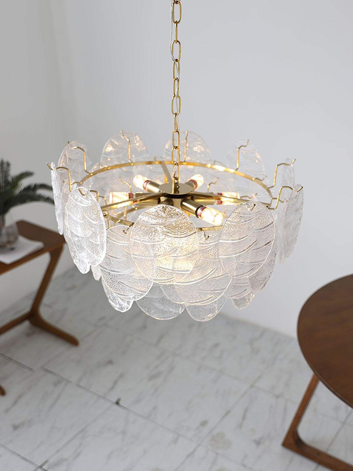 Eirenian Kronleuchter Glas Disc Gold