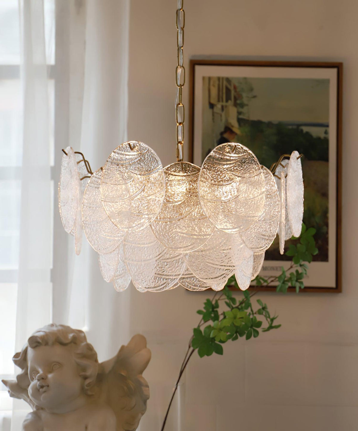 Eirenian Kronleuchter Glas Disc Gold