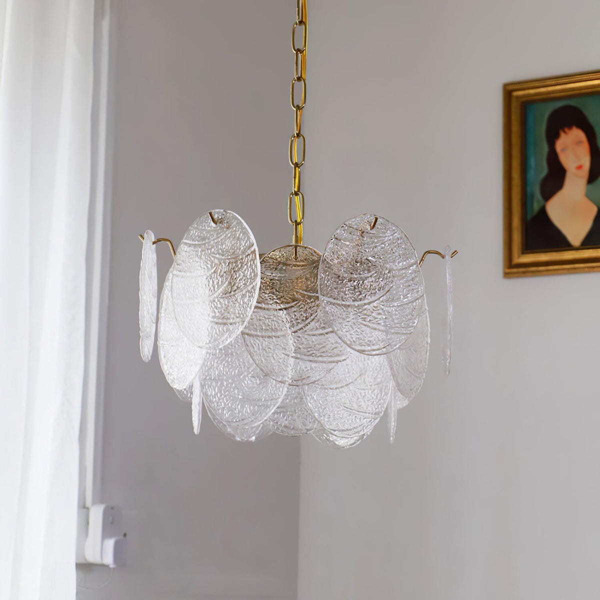 Eirenian Kronleuchter Glas Disc Gold
