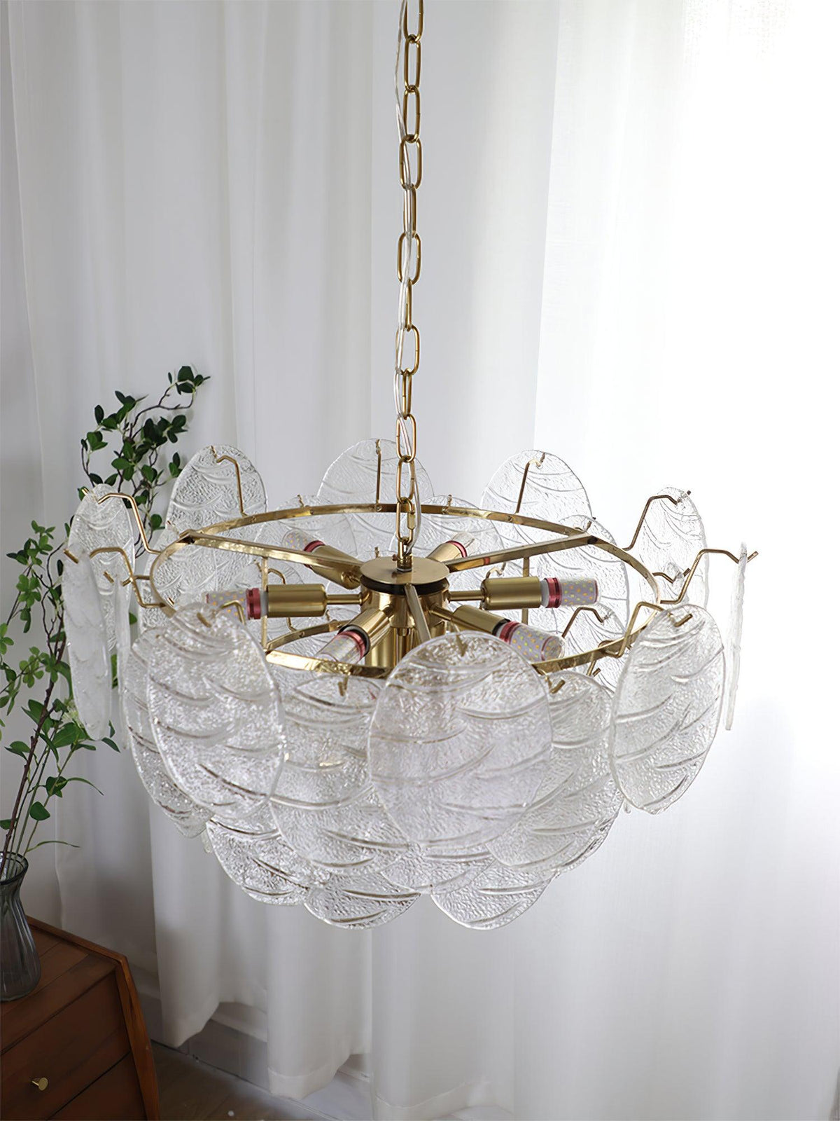 Eirenian Kronleuchter Glas Disc Gold