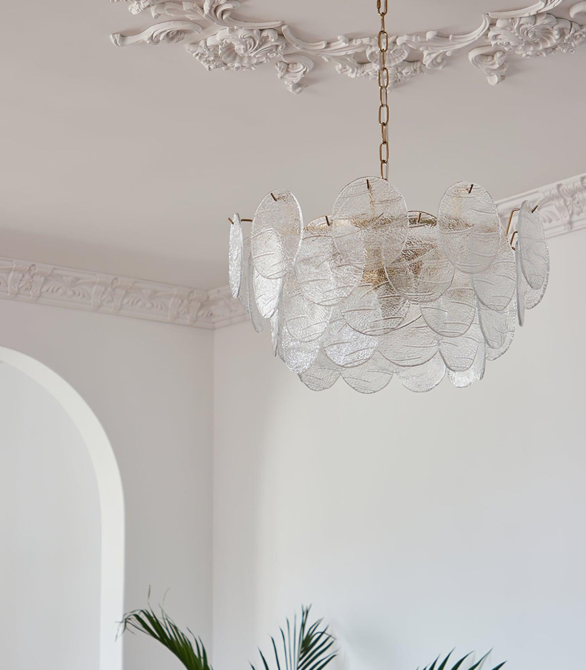 Eirenian Kronleuchter Glas Disc Gold