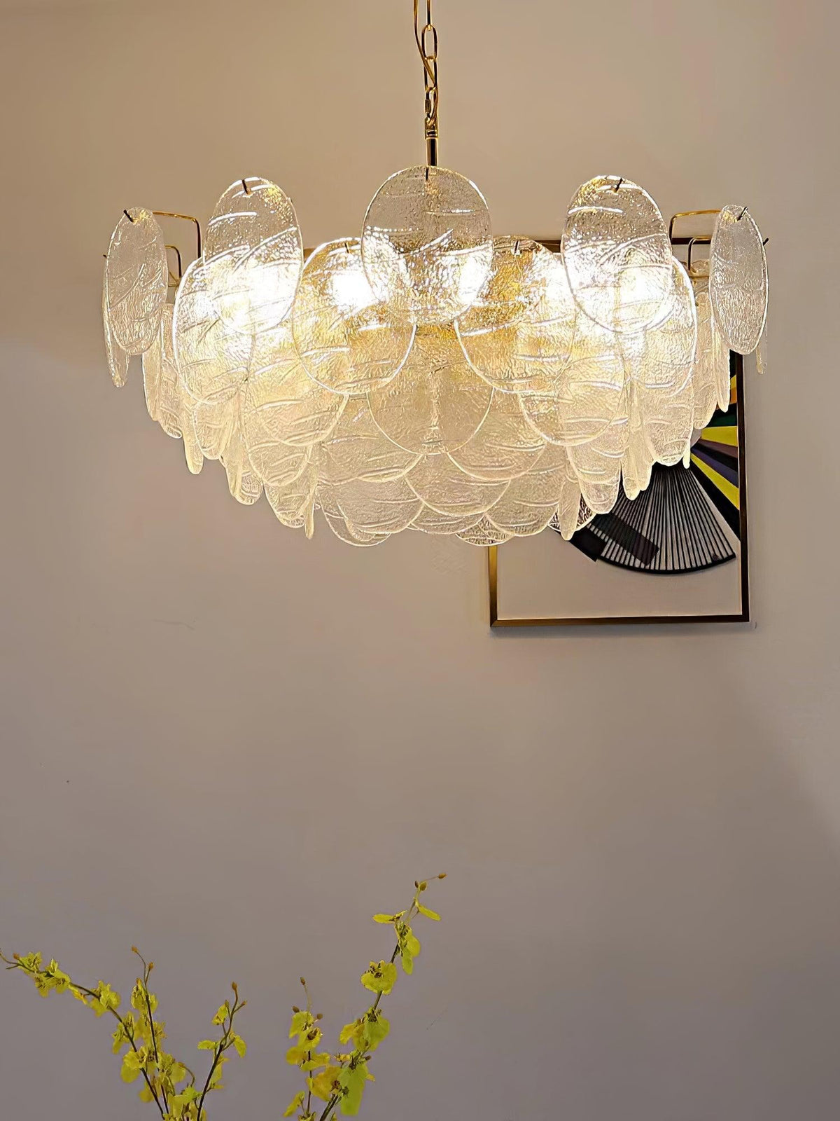 Eirenian Kronleuchter Glas Disc Gold