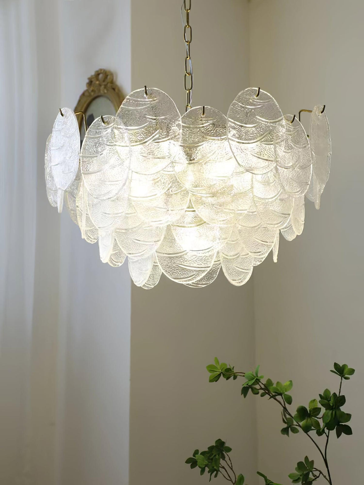 Eirenian Kronleuchter Glas Disc Gold