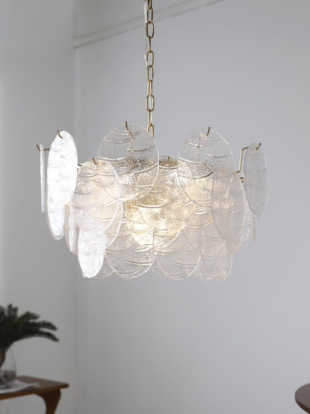 Eirenian Kronleuchter Glas Disc Gold