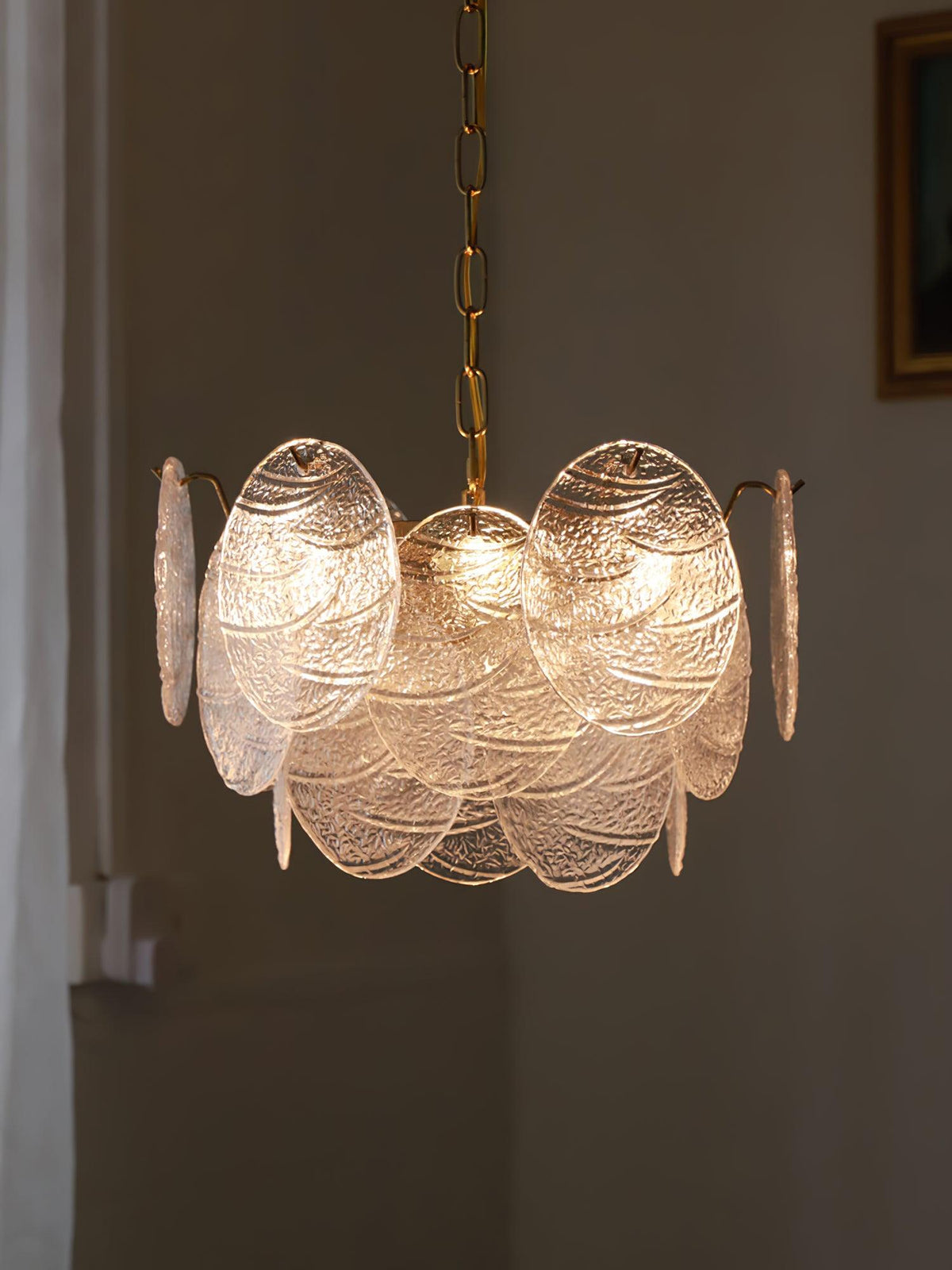 Eirenian Kronleuchter Glas Disc Gold
