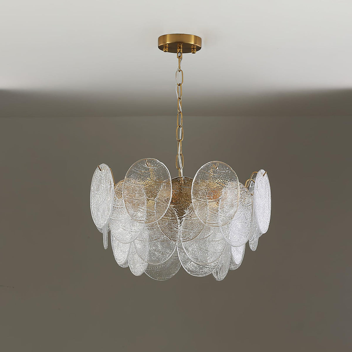 Eirenian Kronleuchter Glas Disc Gold